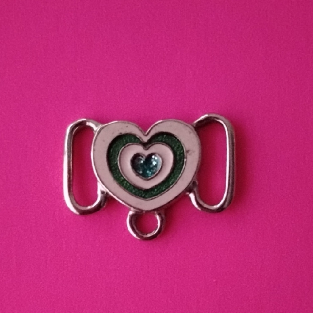 Heart-Shaped Silver and Green Charm